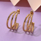 Designer Inspired Gold Tone Half Hoop Earrings with Push Backs