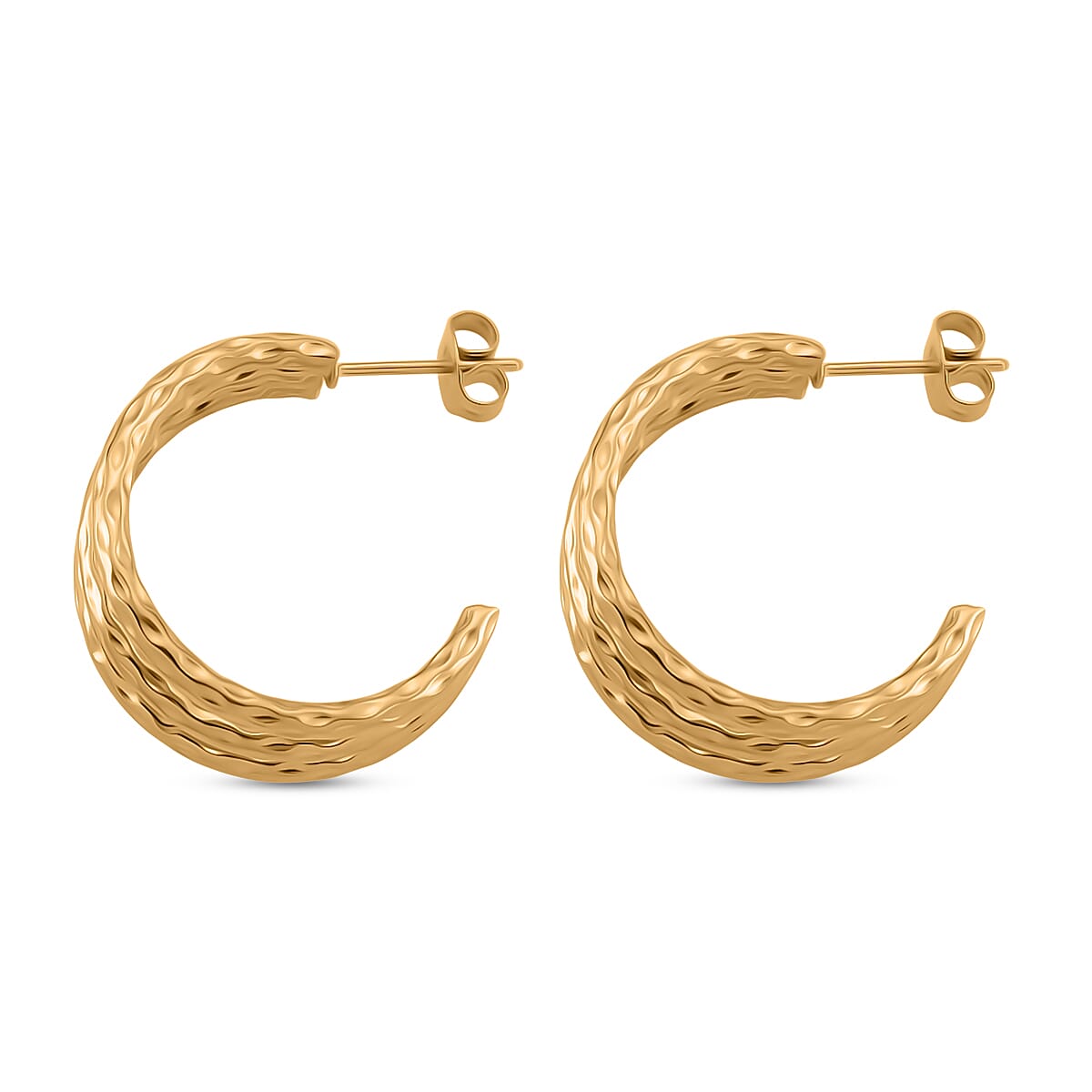Designer Inspired Half Hoop Earrings with Push Back in Yellow Tone 8205344 4