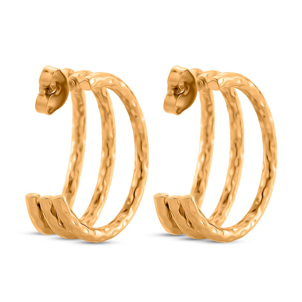 Designer Inspired Gold Tone Half Hoop Earrings with Push Backs