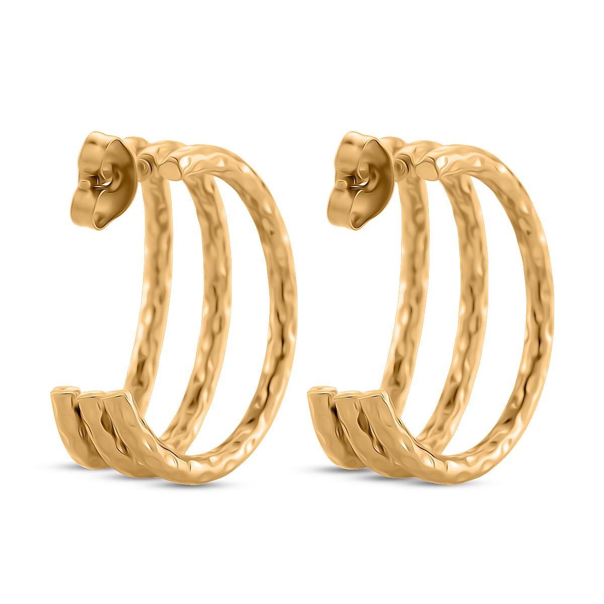 Designer Inspired Half Hoop Earrings with Push Back in Yellow Tone 8205344 5