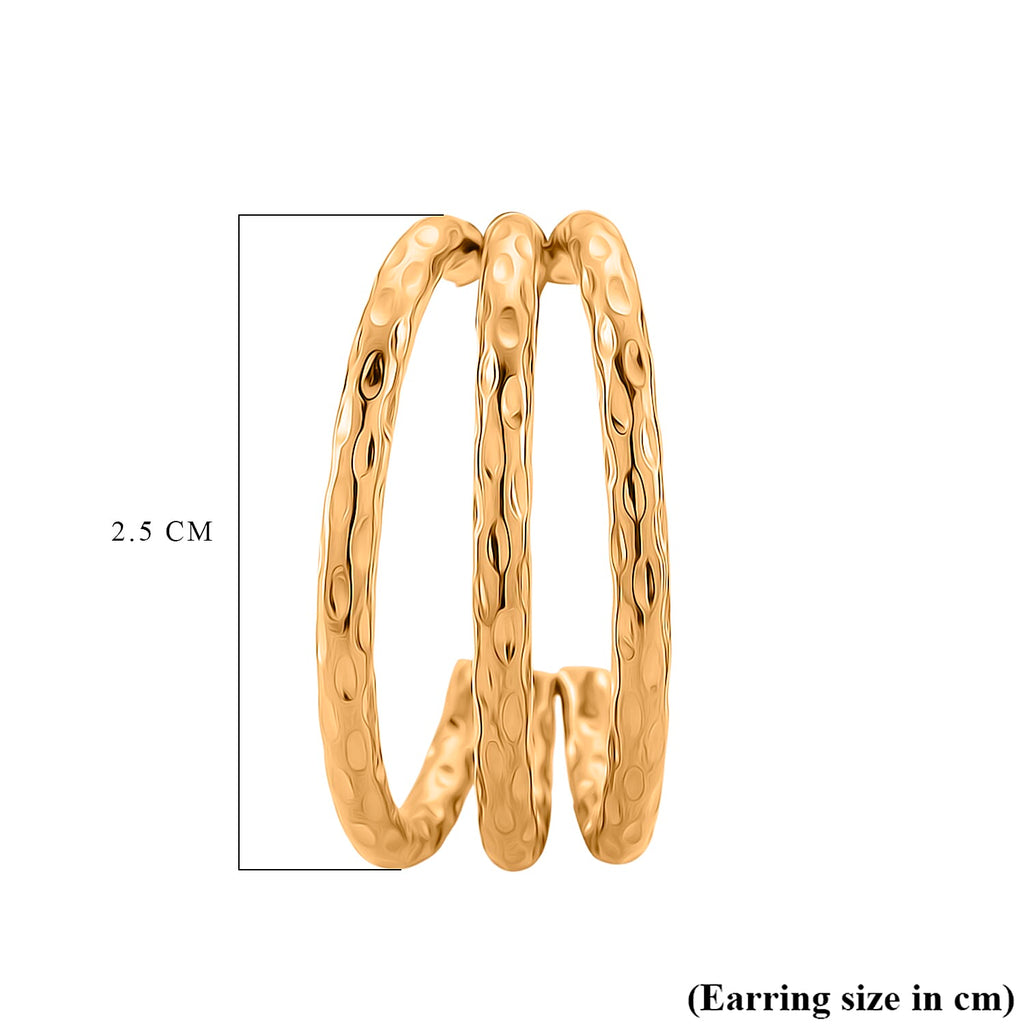 Designer Inspired Gold Tone Half Hoop Earrings with Push Backs