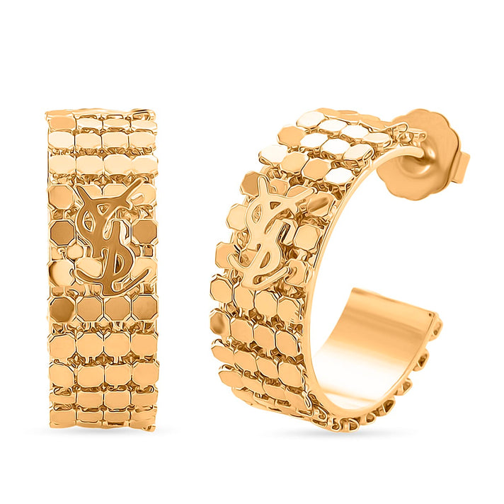 Designer Inspired Half-Hoop Push Back Earring in Yellow Gold Tone 8204606 1