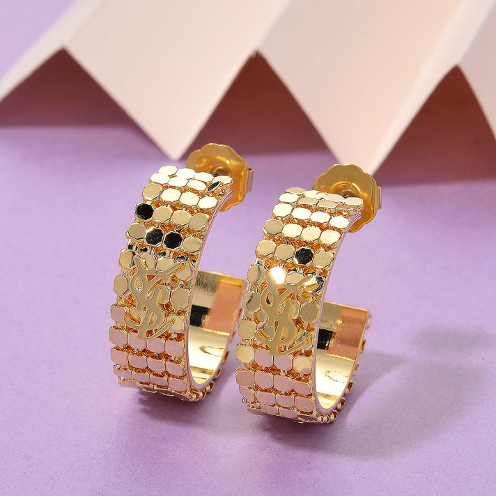 Designer Inspired Half-Hoop Push Back Earring in Yellow Gold Tone 8204606 2
