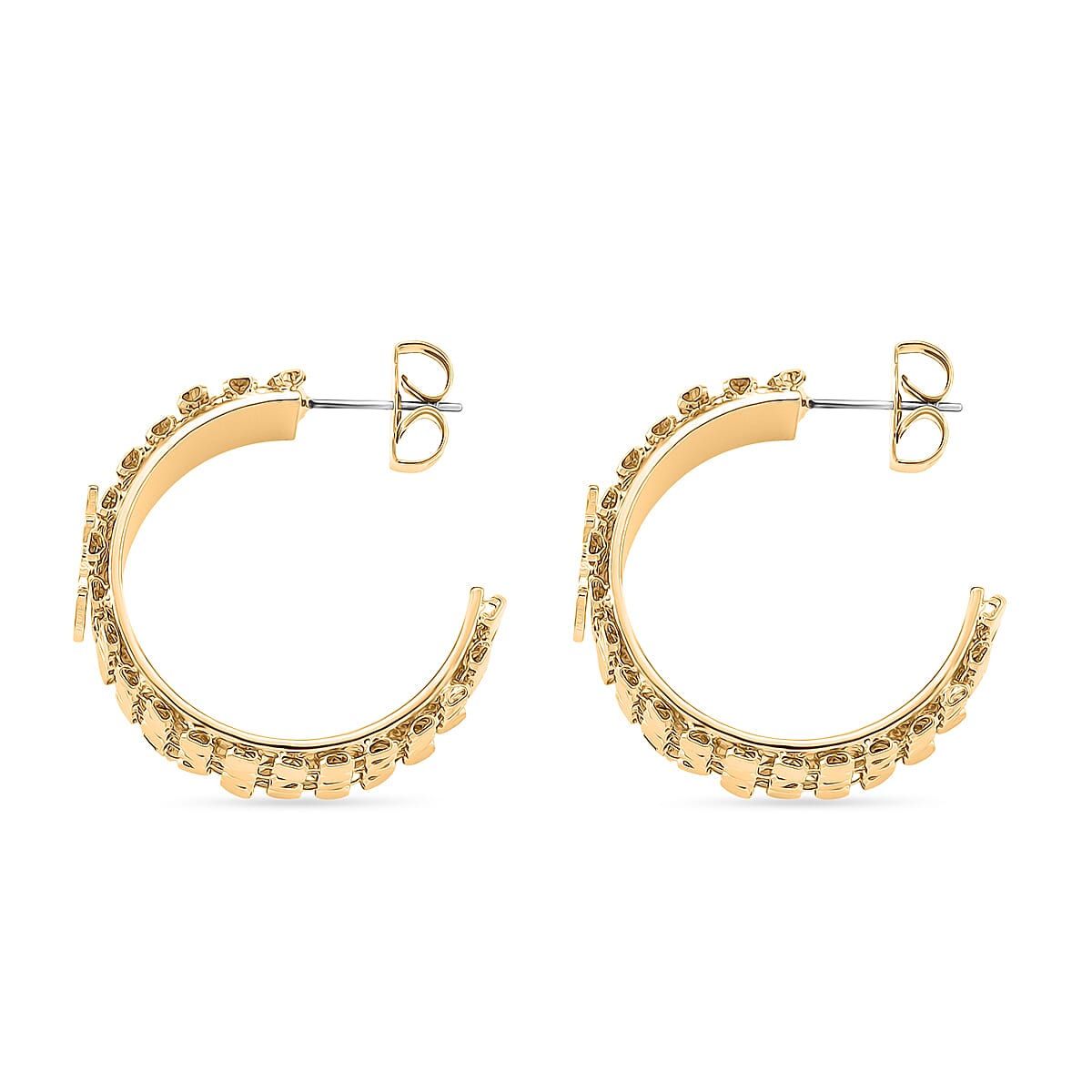 Designer Inspired Half-Hoop Push Back Earring in Yellow Gold Tone 8204606 3