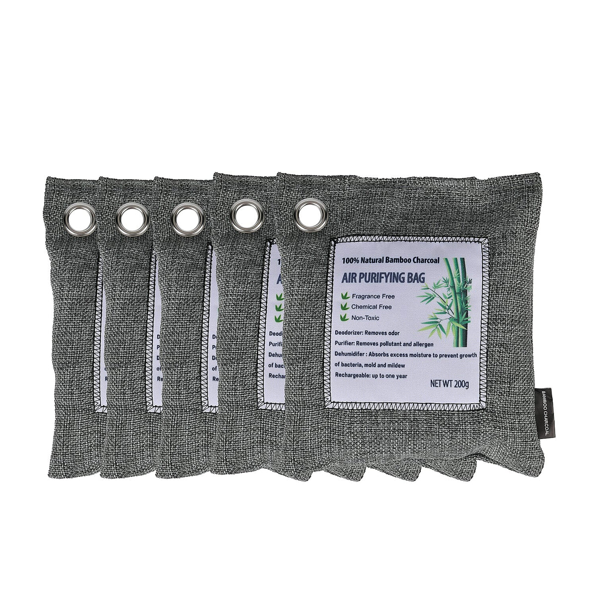 Eco-Friendly Bamboo Charcoal Air Purifying Bags - Set of 5 7839386 1
