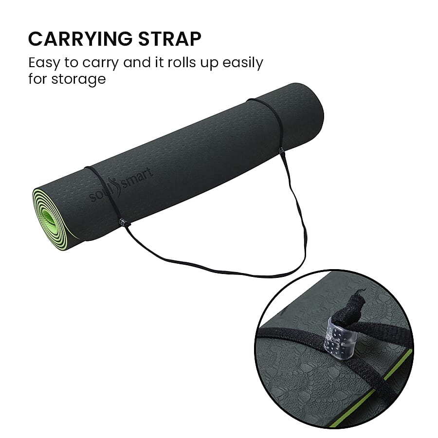 Soul Smart Eco-Friendly Non-Slip Fitness Yoga Mat with Carrying Strap - Blackish Green 6726499 3