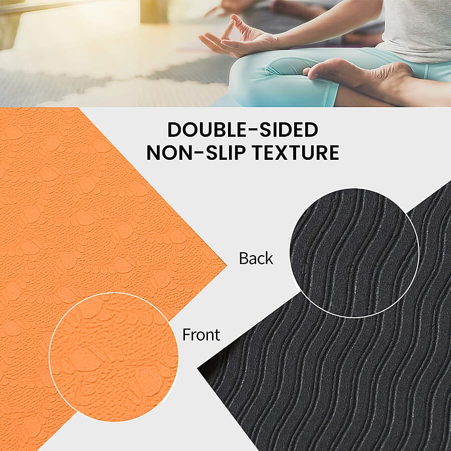 Eco-Friendly Non-Slip Fitness Yoga Mat with Carrying Strap - Orange 6726496 2