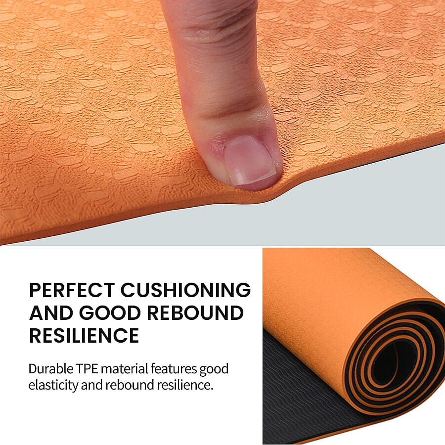 Eco-Friendly Non-Slip Fitness Yoga Mat with Carrying Strap - Orange 6726496 3