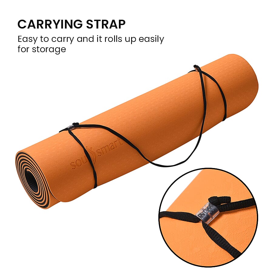 Eco-Friendly Non-Slip Fitness Yoga Mat with Carrying Strap - Orange 6726496 4