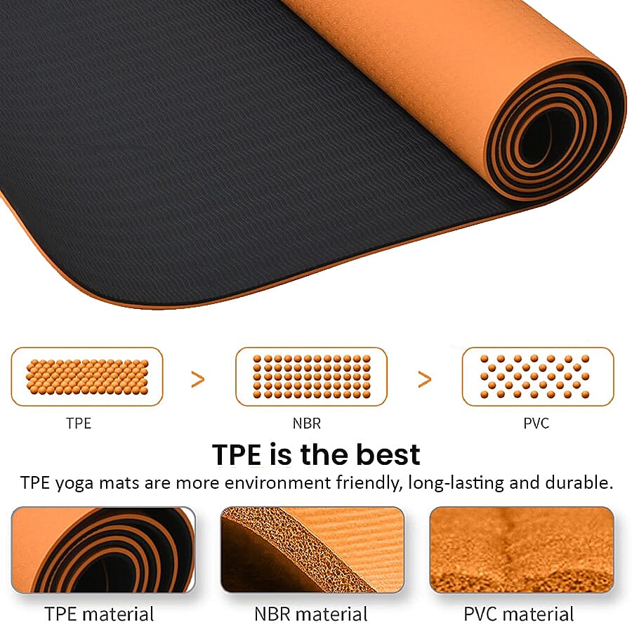 Eco-Friendly Non-Slip Fitness Yoga Mat with Carrying Strap - Orange 6726496 5