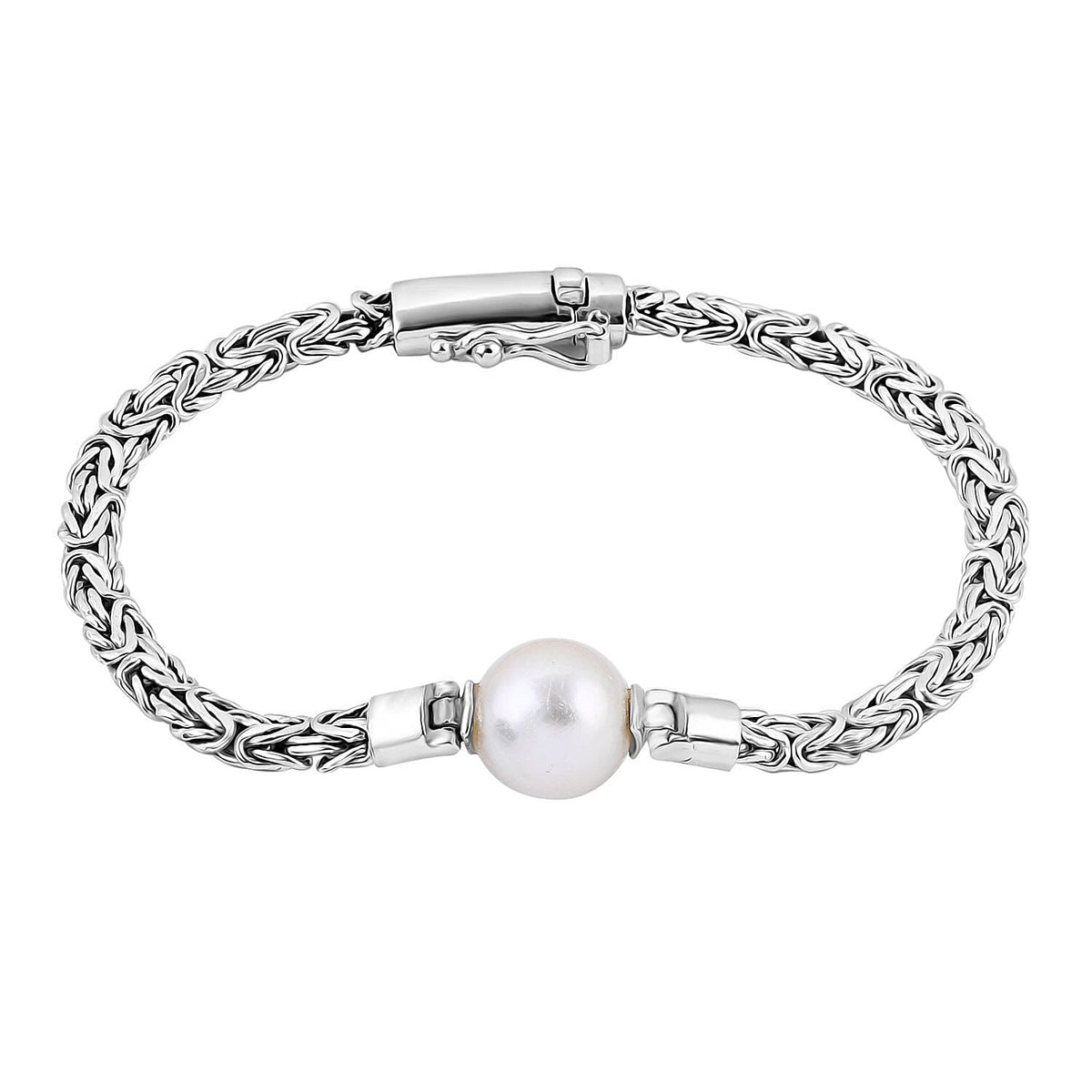 Edison Pearl Byzantine Bracelet (Size - 7) in Sterling Silver 7968552 0