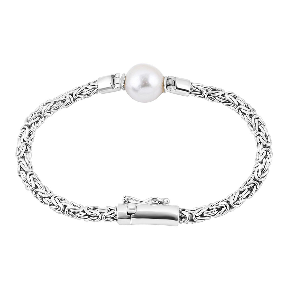 Edison Pearl Byzantine Bracelet (Size - 7) in Sterling Silver 7968552 3