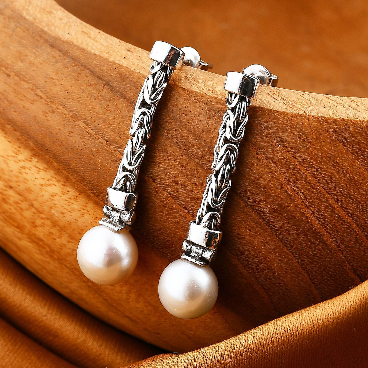Royal Bali - Edison Pearl Borobudor Earrings With Push Back in Sterling Silver 16.08 Ct. 7968568 3