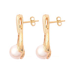 Edison Pearl Earrings with Push Back in Yellow Gold Plated Sterling Silver 16.13 Ct, Silver Wt. 6.60 Gms.