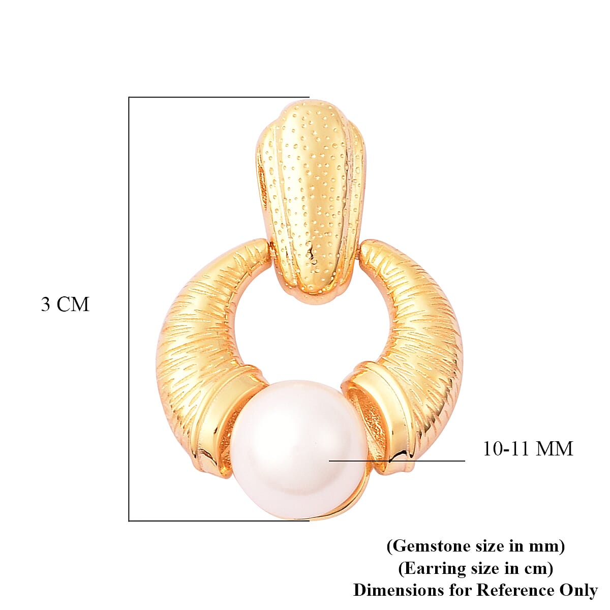 Edison Pearl Earrings with Push Back in Yellow Gold Plated Sterling Silver 16.13 Ct, Silver Wt. 6.60 Gms. 3691020 9