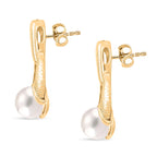 Edison Pearl Earrings with Push Back in Yellow Gold Plated Sterling Silver 16.13 Ct, Silver Wt. 6.60 Gms.