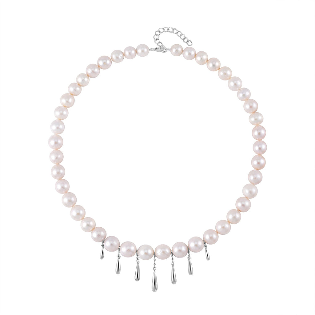 Lucy Q Pearl Drop Collection - Edison Pearl Necklace (Size - 20) in Rhodium Overlay Sterling Silver