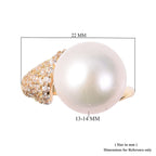 Edison Pearl (Rnd) & Natural Zircon Ring in Yellow Gold Plated Sterling Silver