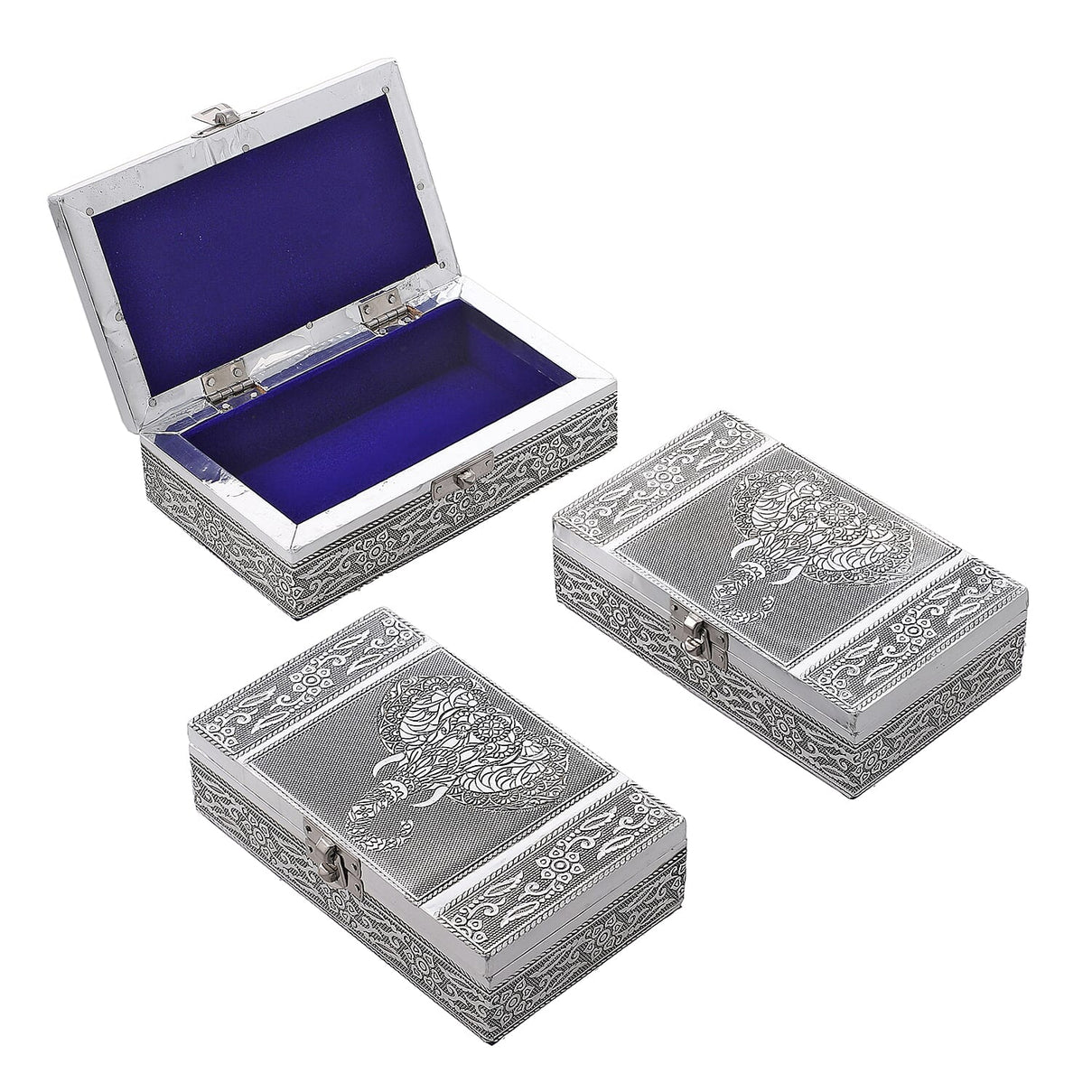 Set of 3 -  Handcrafted Eelephant Embossed Vintage Storage Box 7699849 0