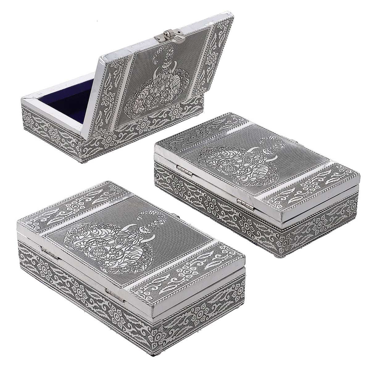 Set of 3 -  Handcrafted Eelephant Embossed Vintage Storage Box 7699849 3