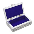 Set of 3 - Elephant Embossed Rectangular Aluminium Oxidized Storage Boxes (Size 16.5x10x4 Inch) - Silver