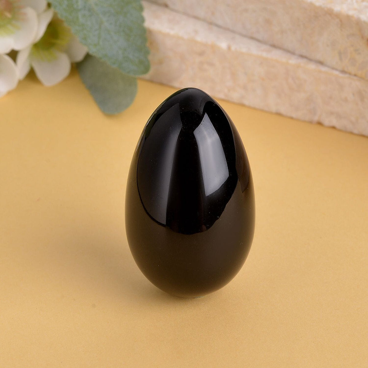 Egg Shape Black Obsidian Free Figurine (Size 4x3 Cm) 120-150 Ct. 7170326 2