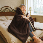 Electric Heated Double Layer Sherpa Blanket With 9 Heat Levels, Machine Washable and Timer (200x150 cm) - Brown