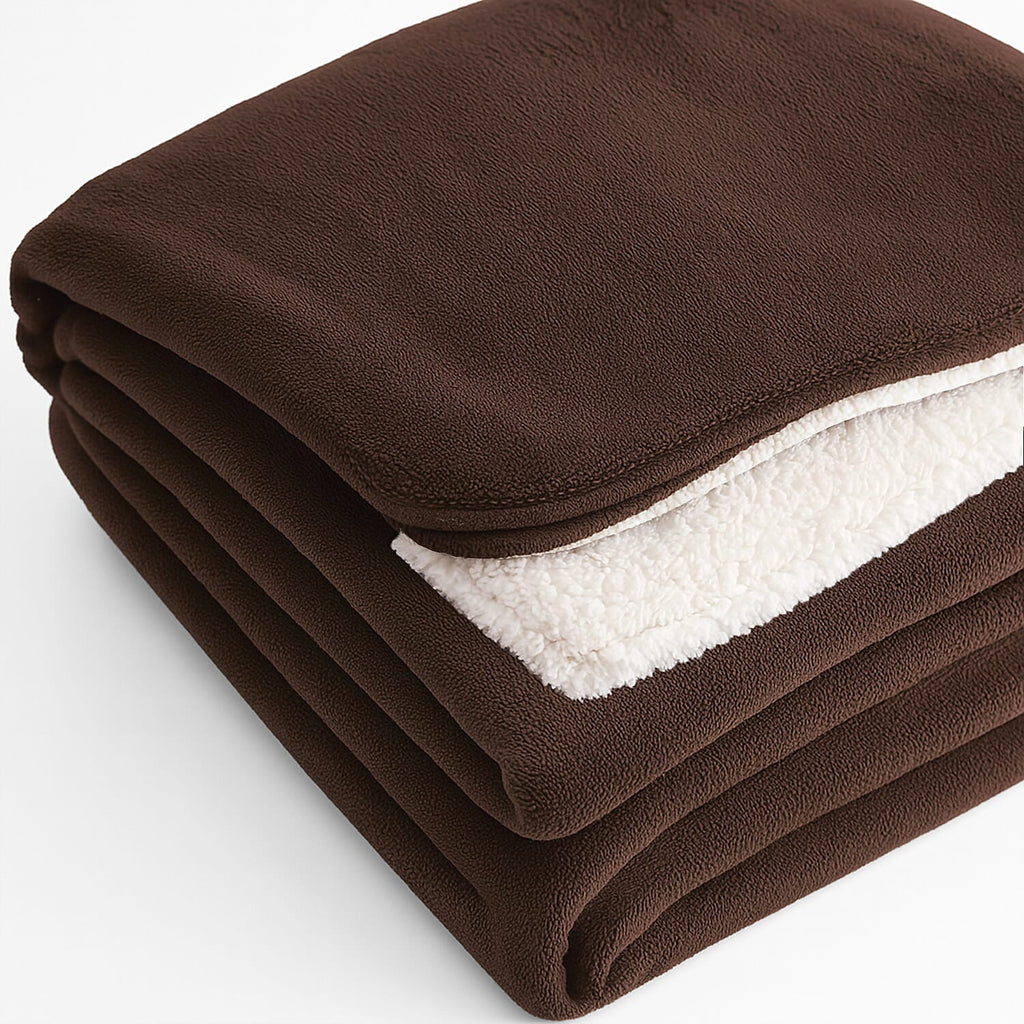 Electric Heated Double Layer Sherpa Blanket With 9 Heat Levels, Machine Washable and Timer (200x150 cm) - Brown