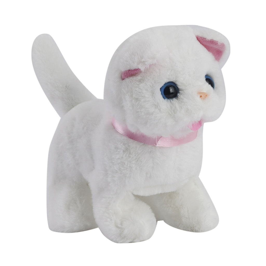 Doorbuster - Electric Walking Plush Cat Toy - White (Size 16x16x7 cm, 2 AA Battery Not Incl.)
