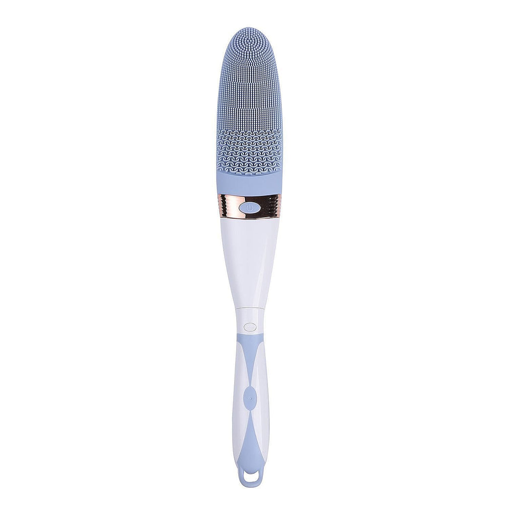 Electric Vibration Long Handle Silicone Bath Brush (Requires 2AA Batteries - Not Included) - Blue