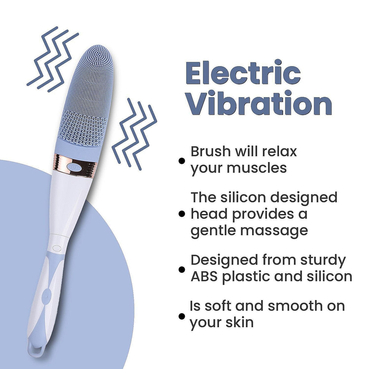 Electric Vibration Long Handle Silicone Bath Brush - Blue ( 2AA Batteries - not Incl.) 3688221 4
