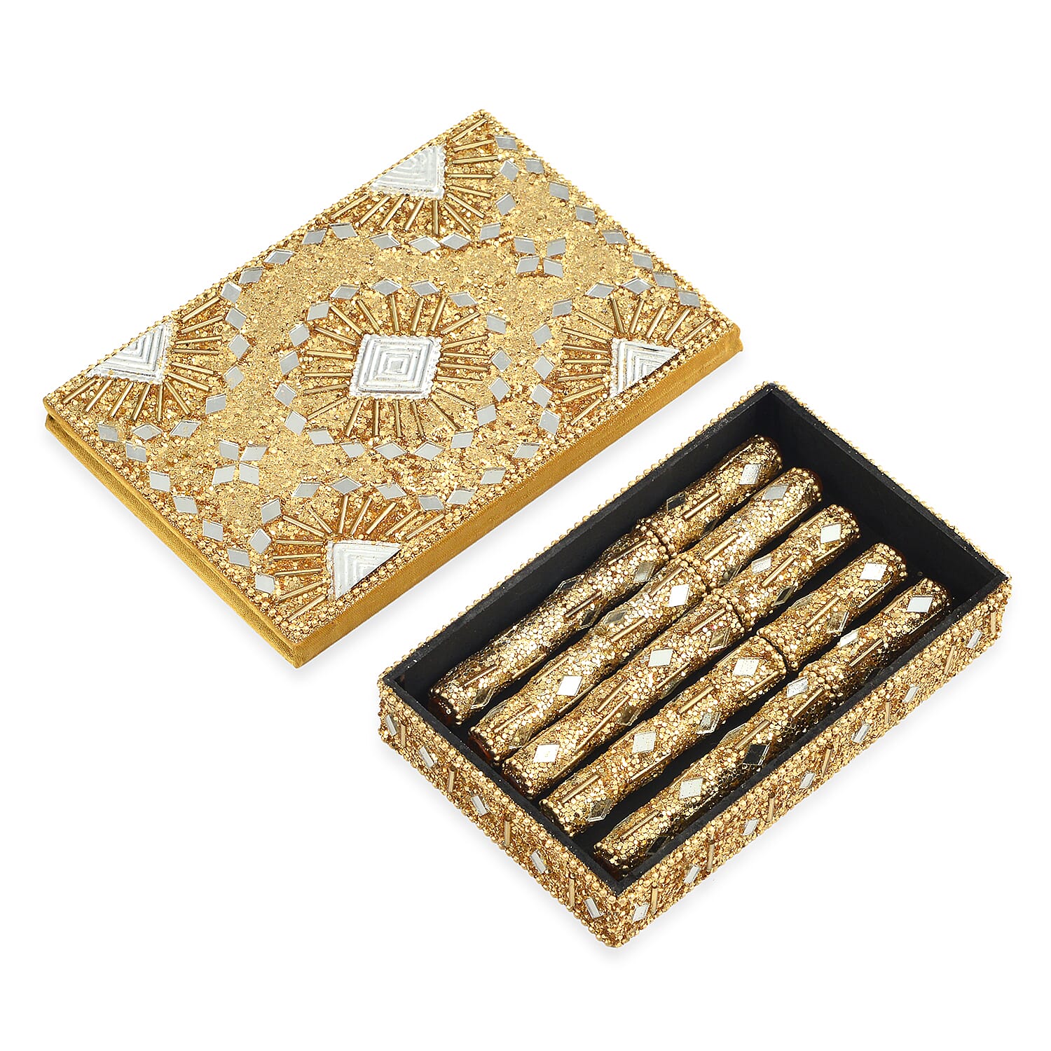 LIVMORE Elegant 7-Piece Beaded Stationery Set - 1 Beaded Box, 1 Diary, 5 Beaded Pens 8240808 3