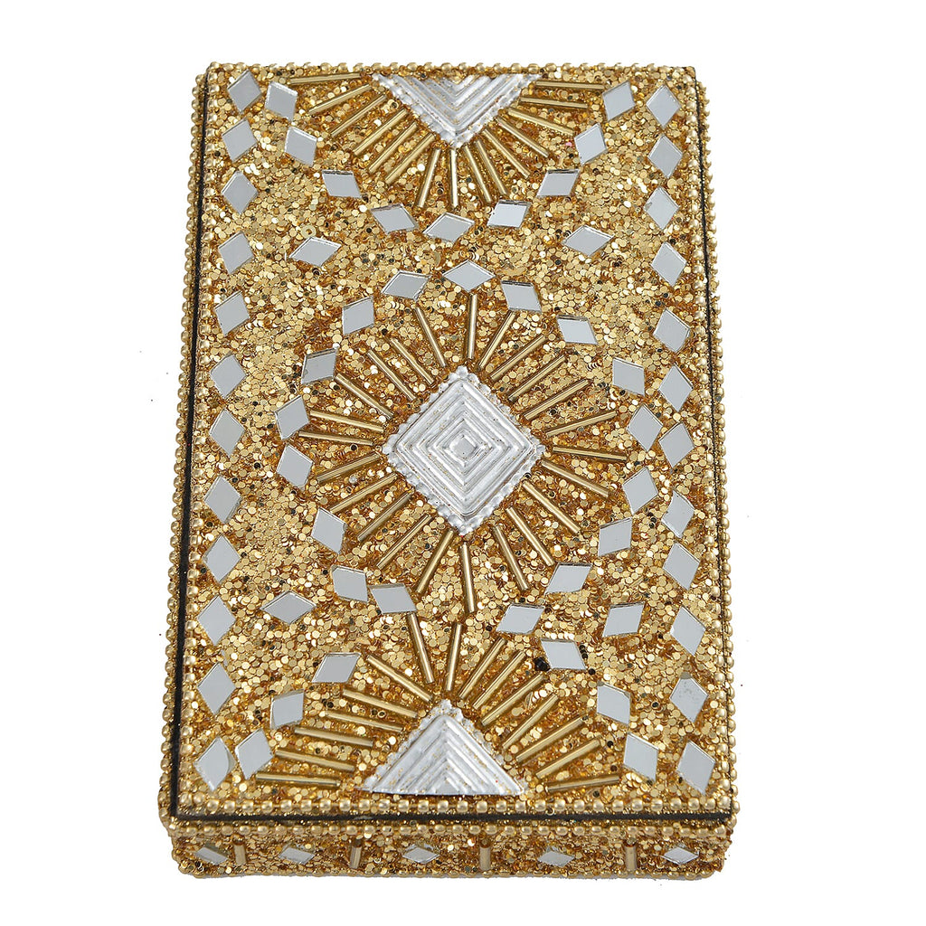 Elegant 7-Piece Beaded Stationery Set - 1 Beaded Box, 1 Diary, 5 Beaded Pens - Yellow
