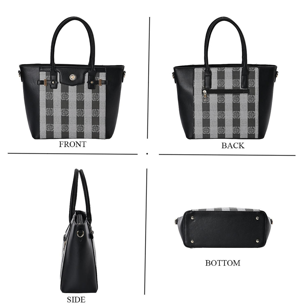 Elegant Checker Pattern Crossbody Bag With Handle Drop - Black 7564950 4