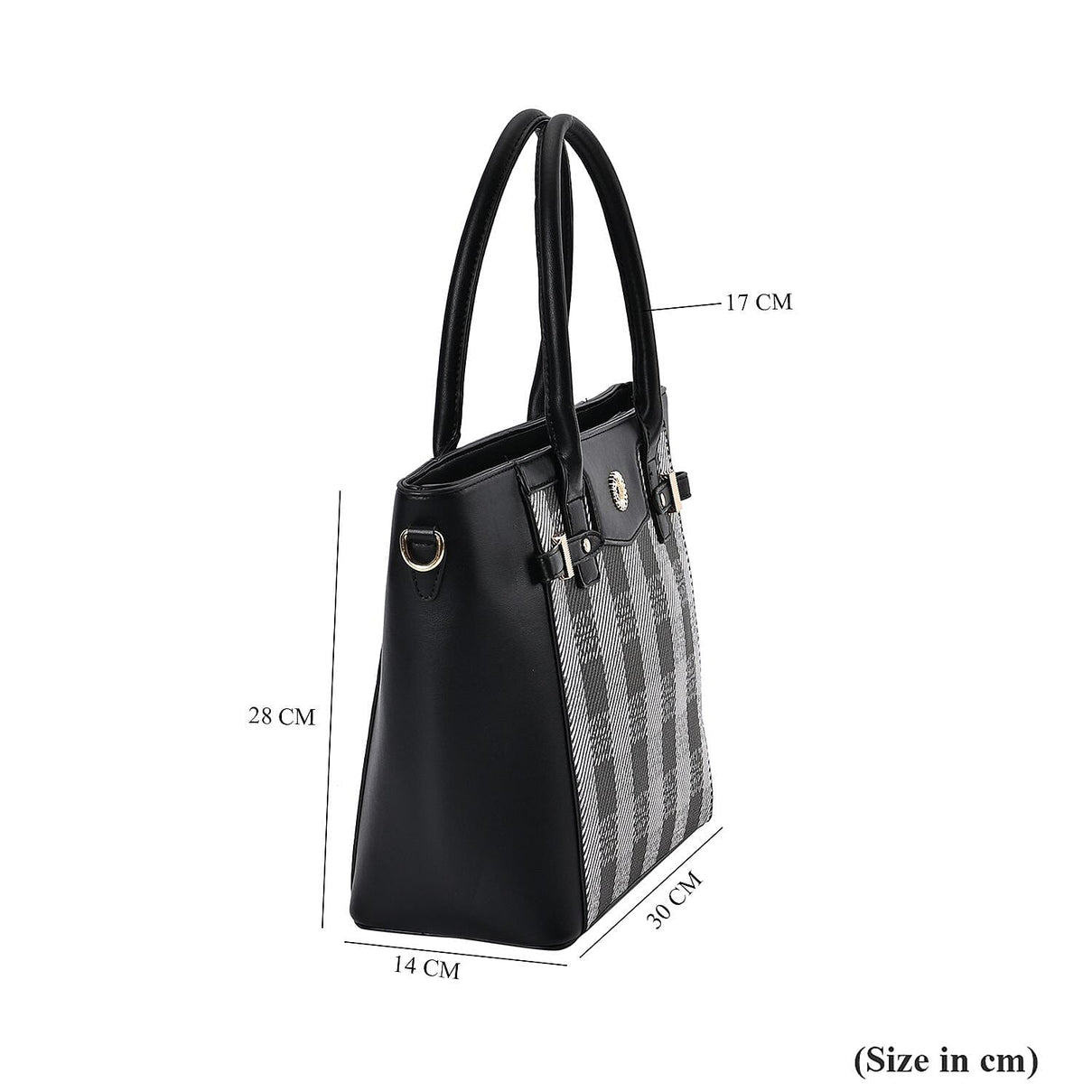 Elegant Checker Pattern Crossbody Bag With Handle Drop - Black 7564950 7