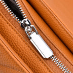 Elegant Genuine Leather Quilted Chevron Pattern Shoulder Bag with Chain Strap - Tan