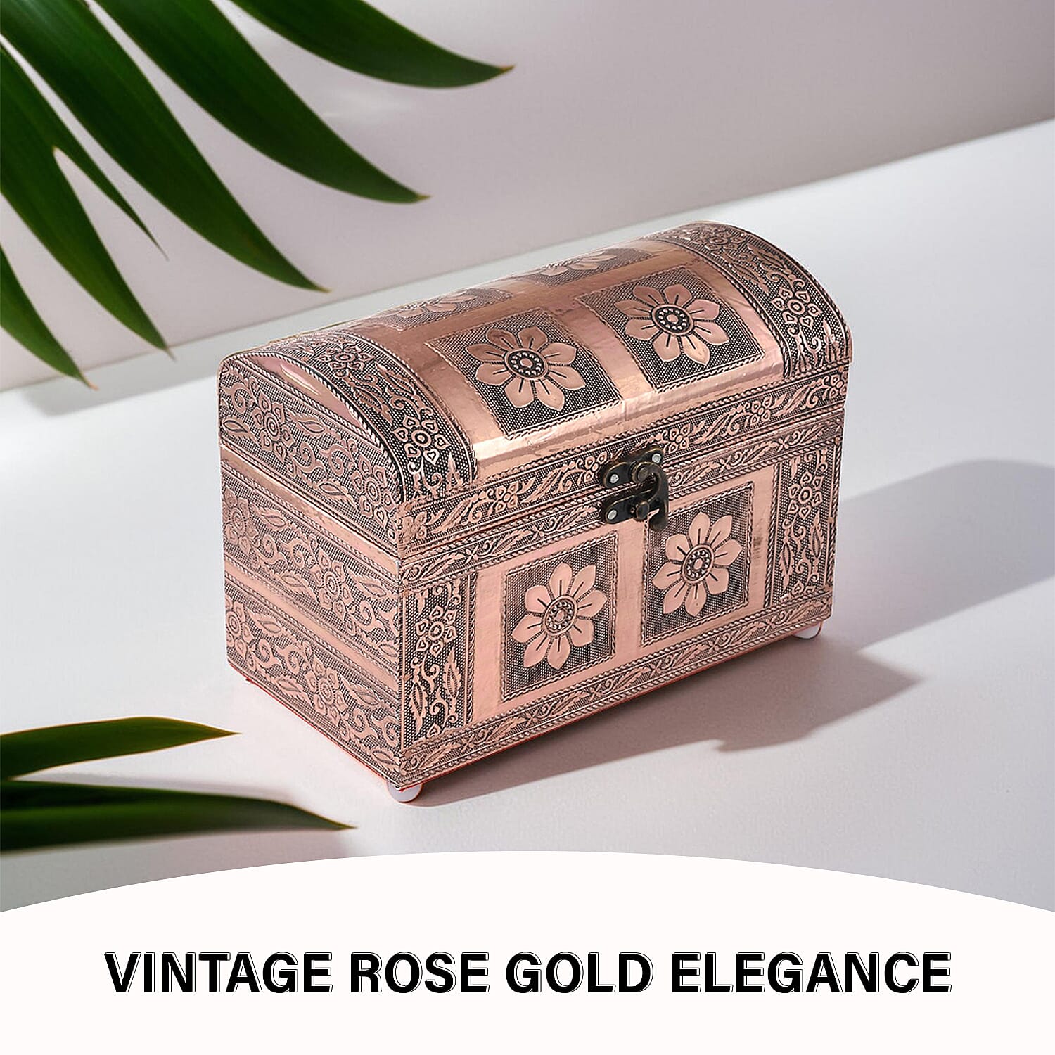 Elegant Handcrafted Treasure Box with Secure Clasp &amp; Protective Interior (Size 20x11x14 cm) - Rose Gold 7979284 5