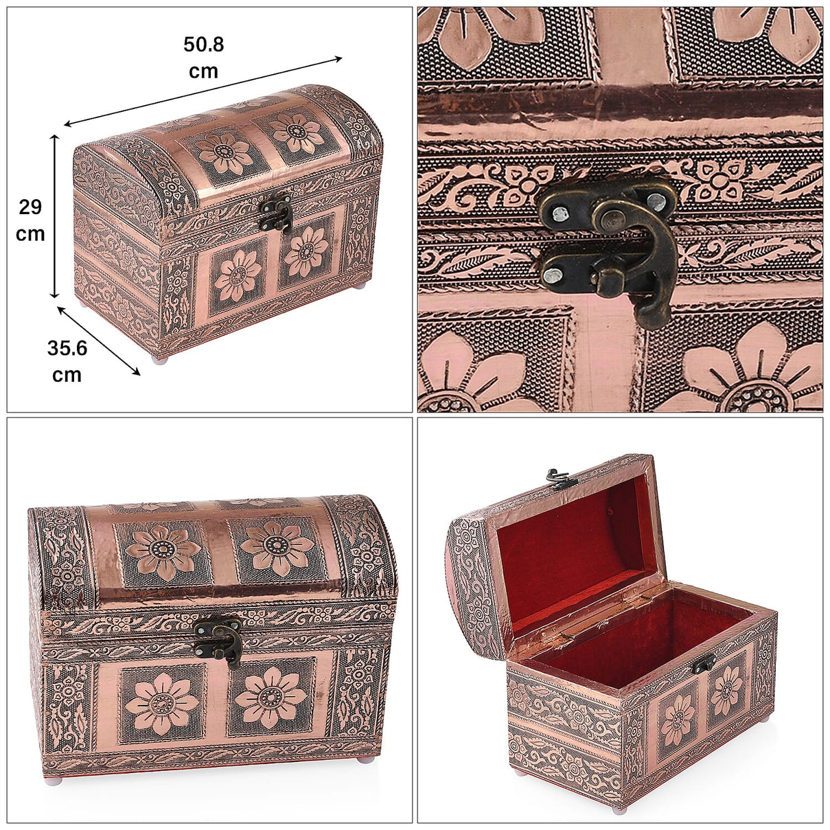 Elegant Handcrafted Treasure Box with Secure Clasp &amp; Protective Interior (Size 20x11x14 cm) - Rose Gold 7979284 6