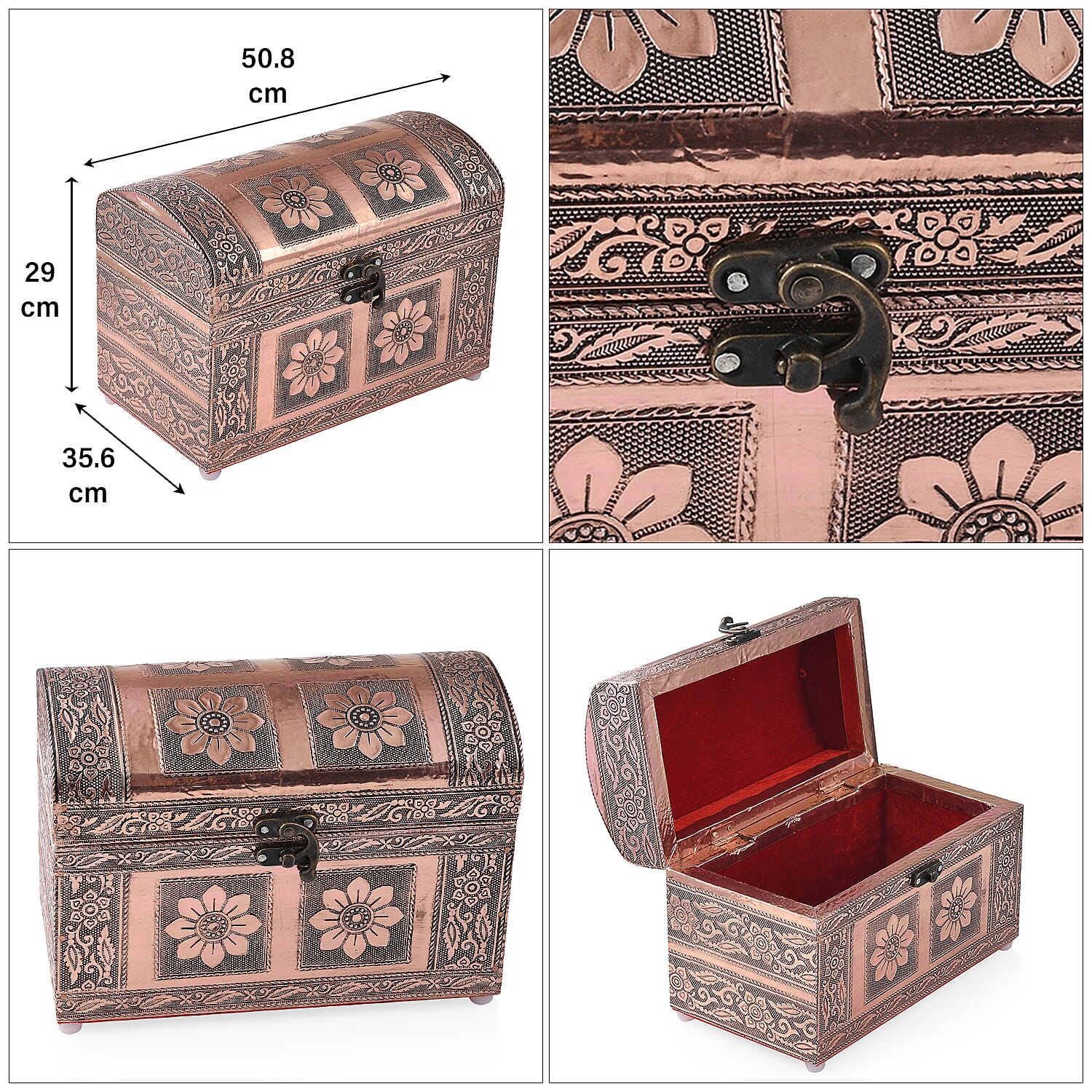 Elegant Handcrafted Treasure Box with Secure Clasp &amp; Protective Interior (Size 20x11x14 cm) - Rose Gold 7979284 6