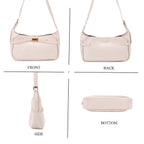 Elegant Hobo Bag with Front Lock and Pouch Set - Off White