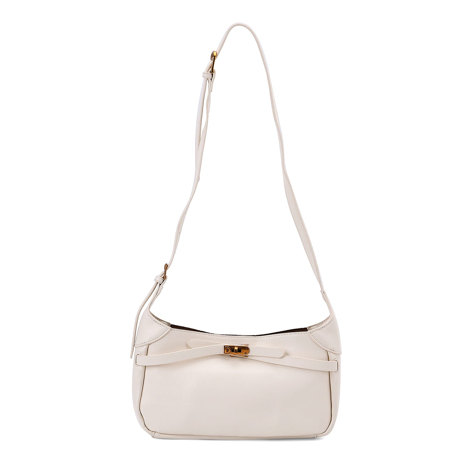 Elegant Hobo Bag with Front Lock and Pouch Set - Off White V32491346 5
