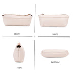Elegant Hobo Bag with Front Lock and Pouch Set - Off White