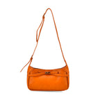 Elegant Hobo Bag with Front Lock and Pouch Set - Orange