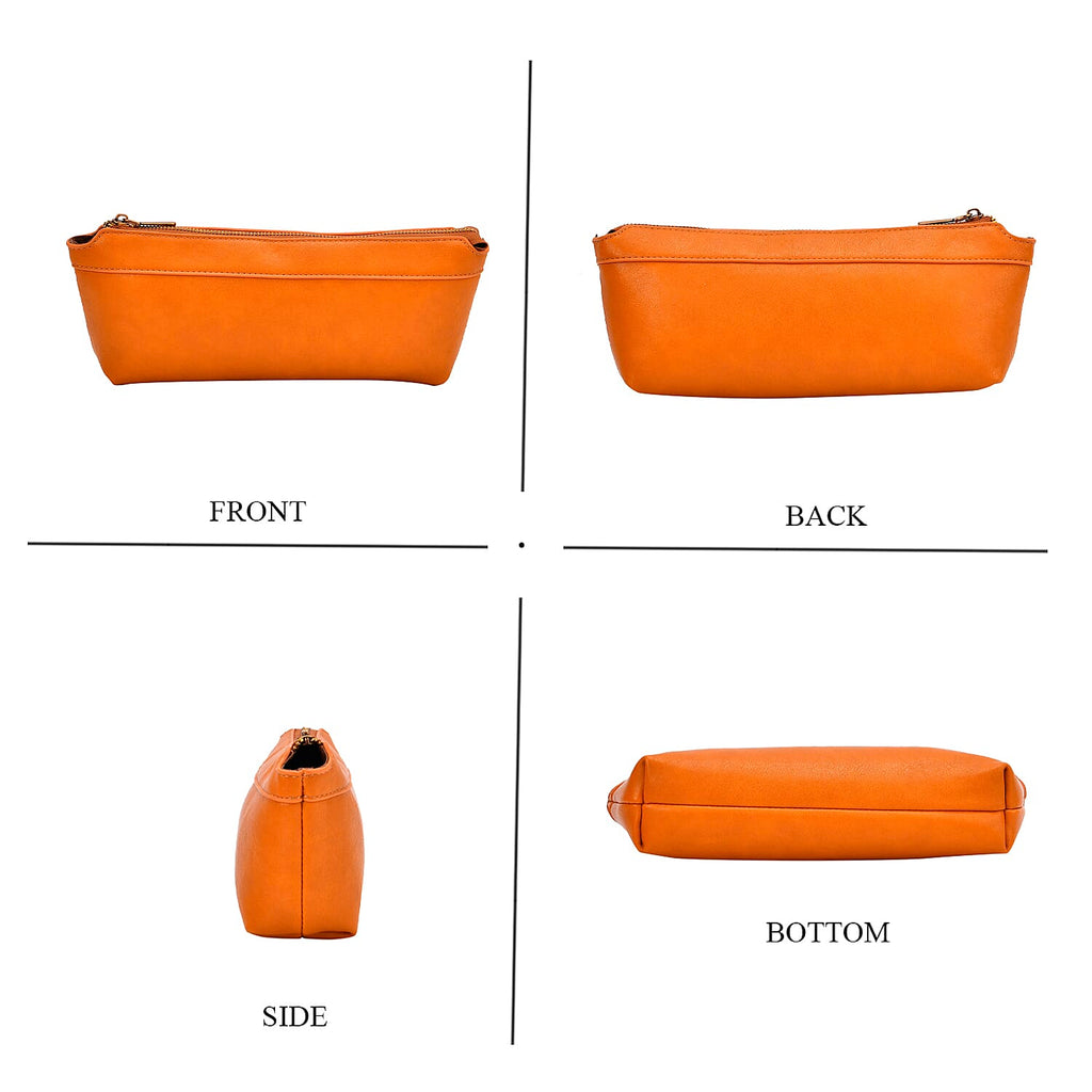 Elegant Hobo Bag with Front Lock and Pouch Set - Orange