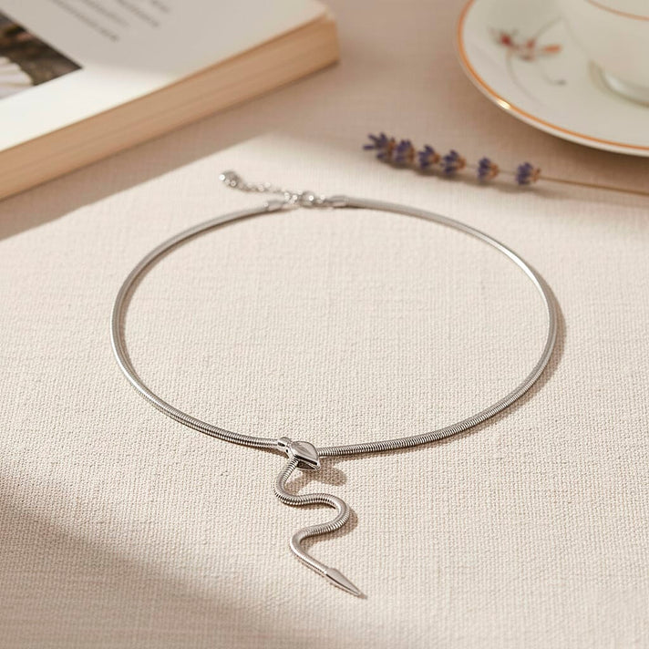 Designer inspired - Serpent Necklace (Size - 24.50) in Silver Tone 8272567 2