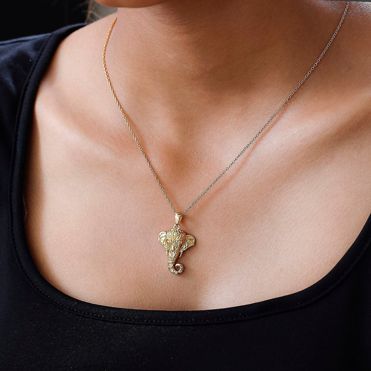 Elephant Pendant with Chain (Size 20) in 18K Gold Vermeil Sterling Silver, Silver Wt. 6.22 Gms 4166206 2