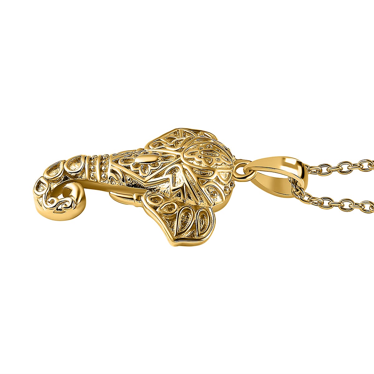 Elephant Pendant with Chain (Size 20) in 18K Gold Vermeil Sterling Silver, Silver Wt. 6.22 Gms 4166206 4