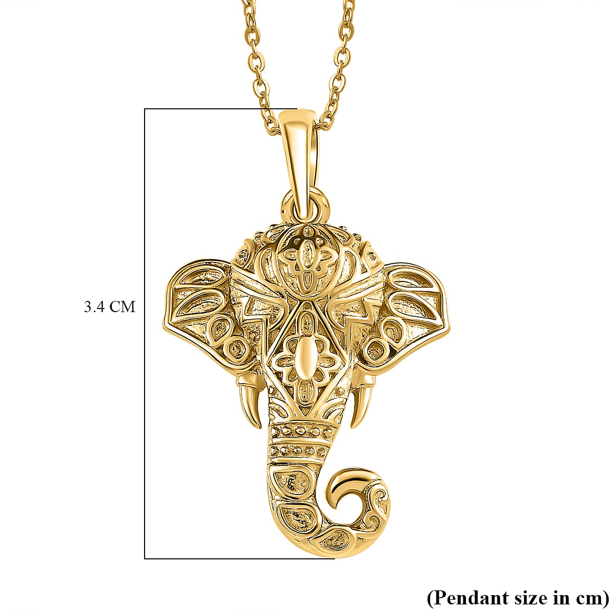 Elephant Pendant with Chain (Size 20) in 18K Gold Vermeil Sterling Silver, Silver Wt. 6.22 Gms 4166206 7