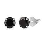 Elite Shungite Solitaire Stud With Push Back Earring in Rhodium Overlay Sterling Silver 1.84 Ct.