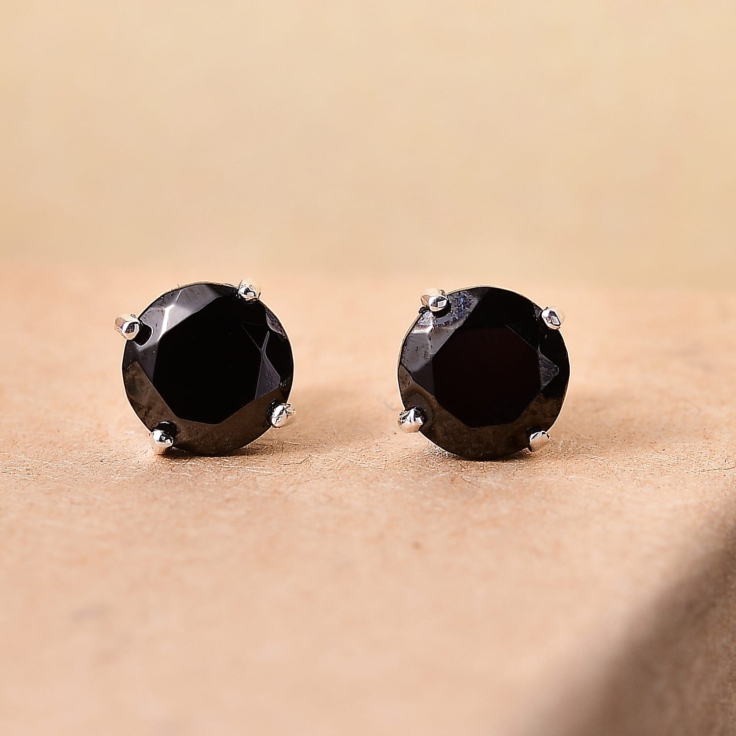 Elite Shungite Solitaire Stud With Push Back Earring in Rhodium Overlay Sterling Silver 1.84 Ct. 7966450 1